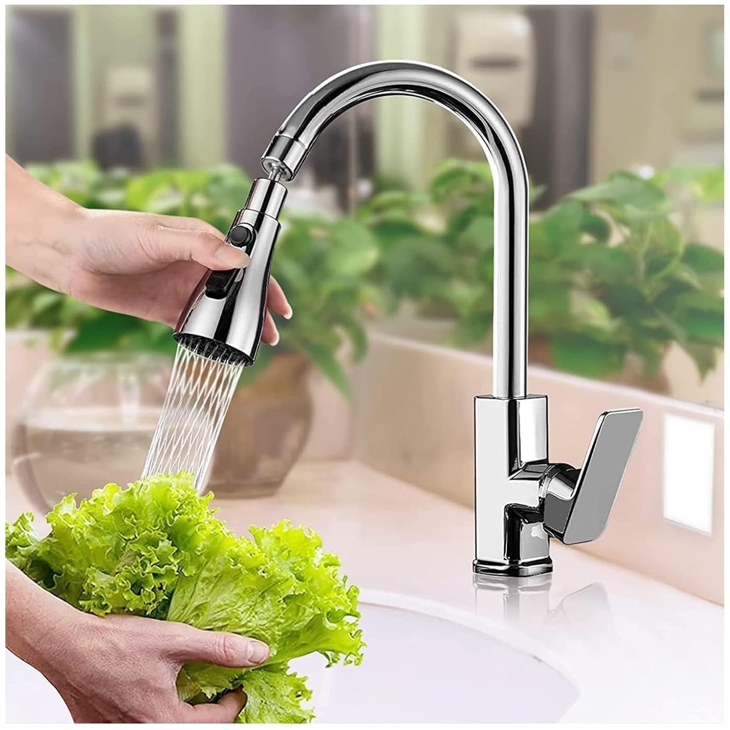  Kitchen Faucet 3-Function Pull Down Sink Sprayer - alternative angle