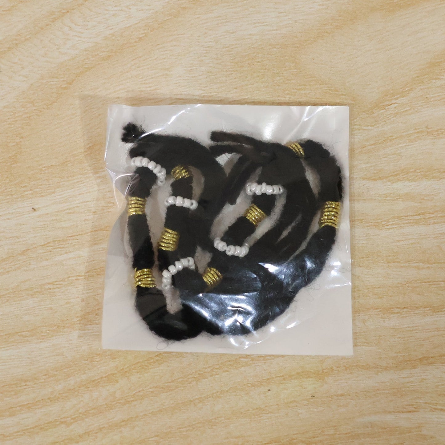 Handmade Black Bracelet Rakhi with White Beads (1 Pc)