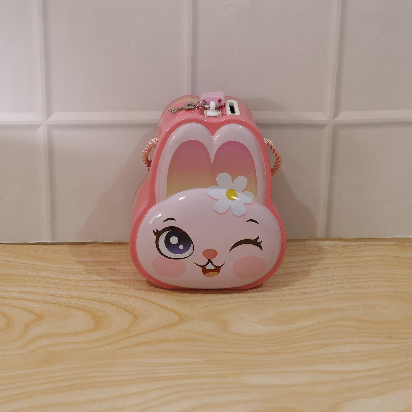 Cute Bunny-Shaped Metal Piggy Bank with Lock & Key – 1 Pc, Mix Design