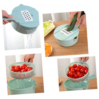 Manual vegetable slicer with multiple blades