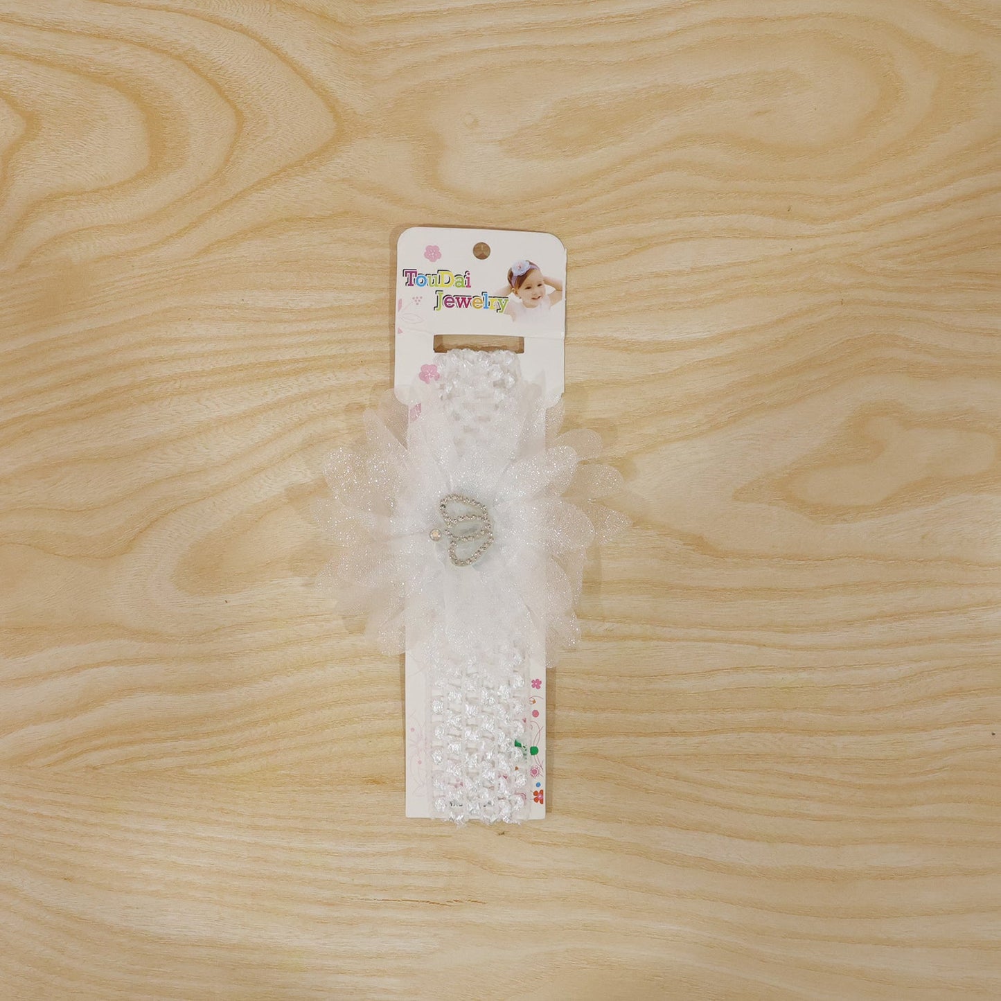 Soft Elastic Baby Hair Headband with Crown Flower Design (1 Pc)