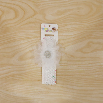 Soft Elastic Baby Hair Headband with Crown Flower Design (1 Pc)