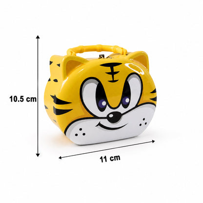 Cute Cartoon Design Metal Piggy Bank with Lock and Key (1 Pc Mix Design)