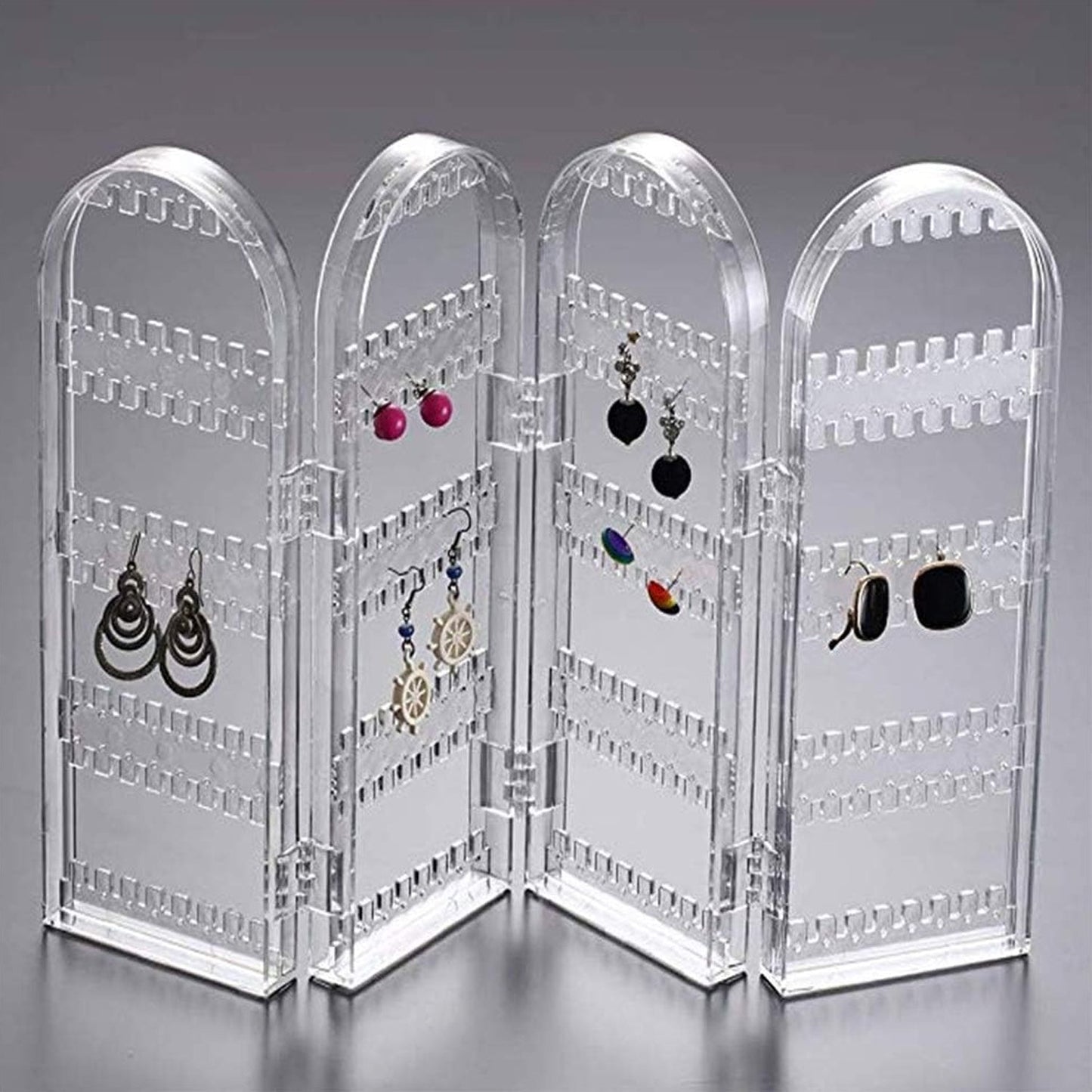 Clear acrylic 4-fold earring organizer stand double-sided display India