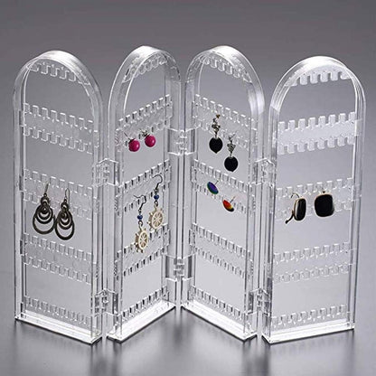 Clear acrylic 4-fold earring organizer stand double-sided display India