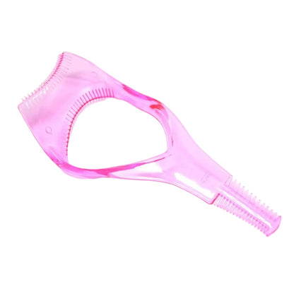 3-in-1 Plastic Eyelash Tool: Mascara Guide, Brush & Curler (1 Pc)