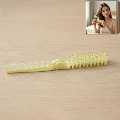 2 In 1 Foldable Hair Comb with Brush (1 Pc)
