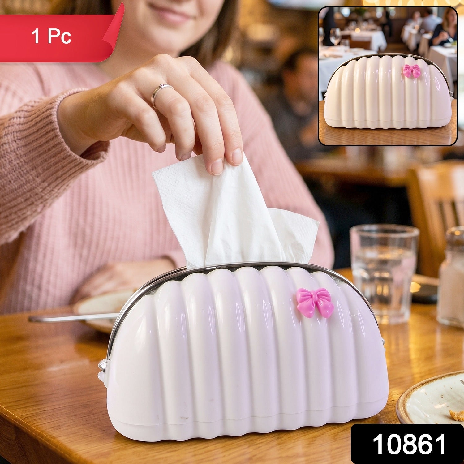 Pink Bow Decorative Tissue Box Cover