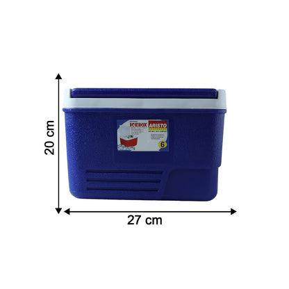 Portable Insulated Ice Cooler Box with Carry Handle (1 Pc, Blue / 6Ltr)