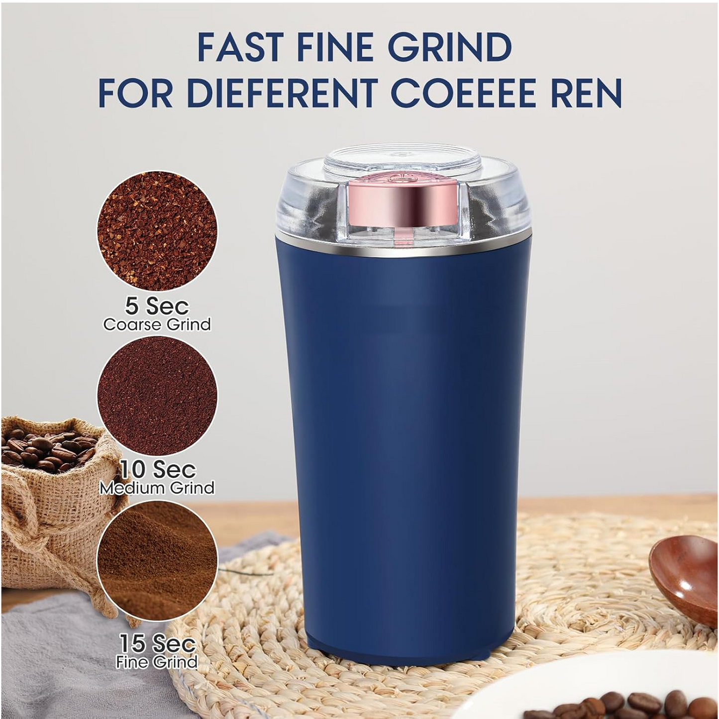  Portable 4-Blade Mini Grinder Blender - specs detail shot