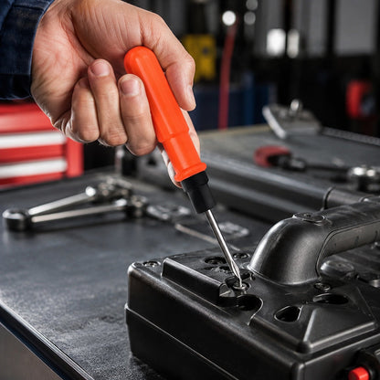 2 in 1 screwdriver tightening screw on automotive part workshop