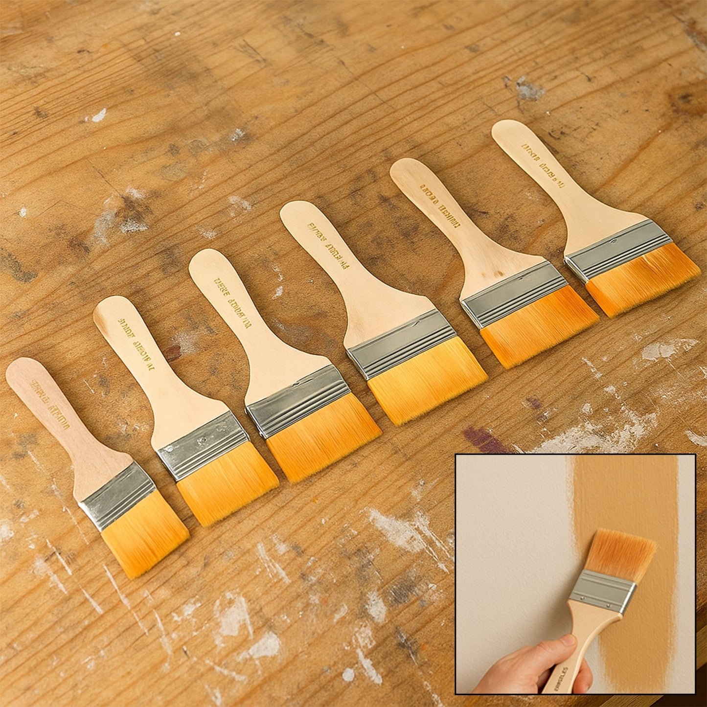 Nylon Pine Painting Brush Set – Dusting & Wall Paint Brushes (6 Pc Set)