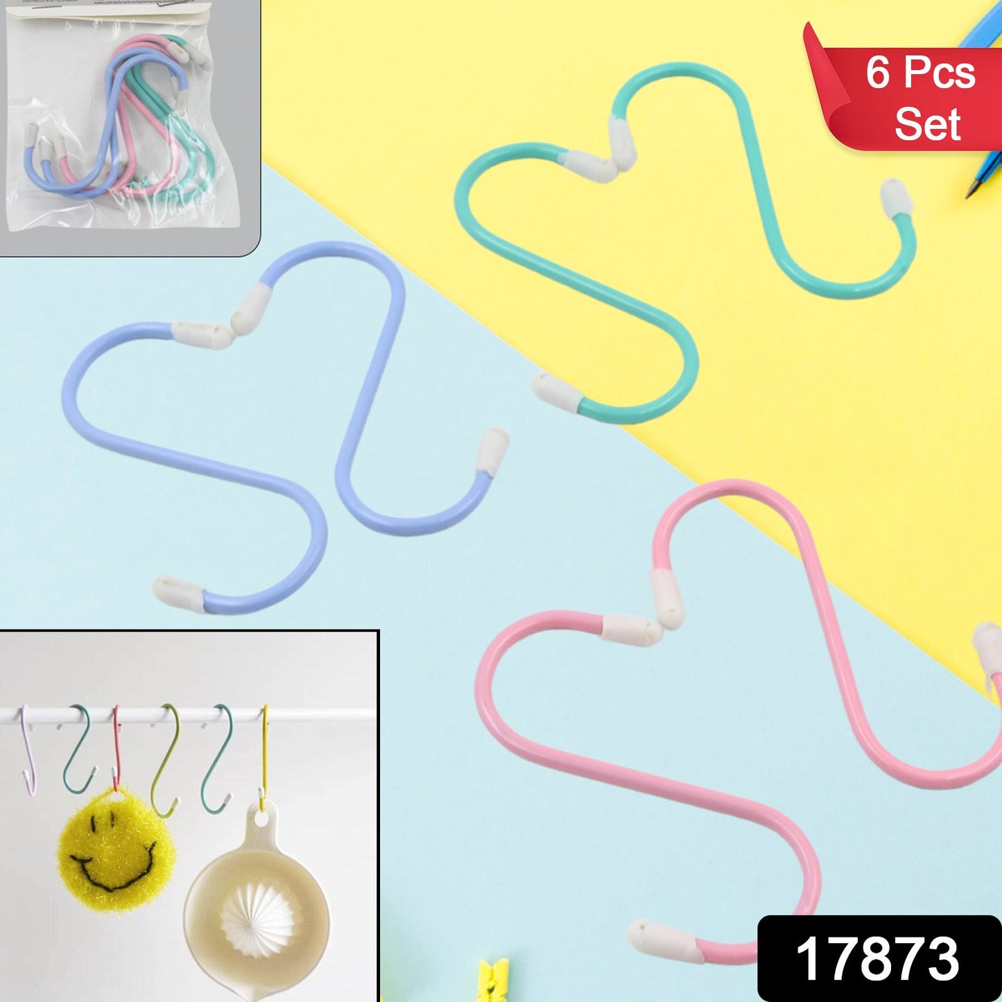 S Shape Metal Hooks for Hanging, Heavy Duty S Shaped Hooks (6 Pcs Set)