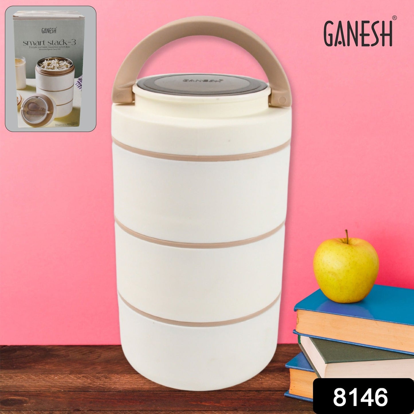 Ganesh Smart Stack 3 Layer Portable Lunch Box  for Office, School, Picnic (3 Layer)