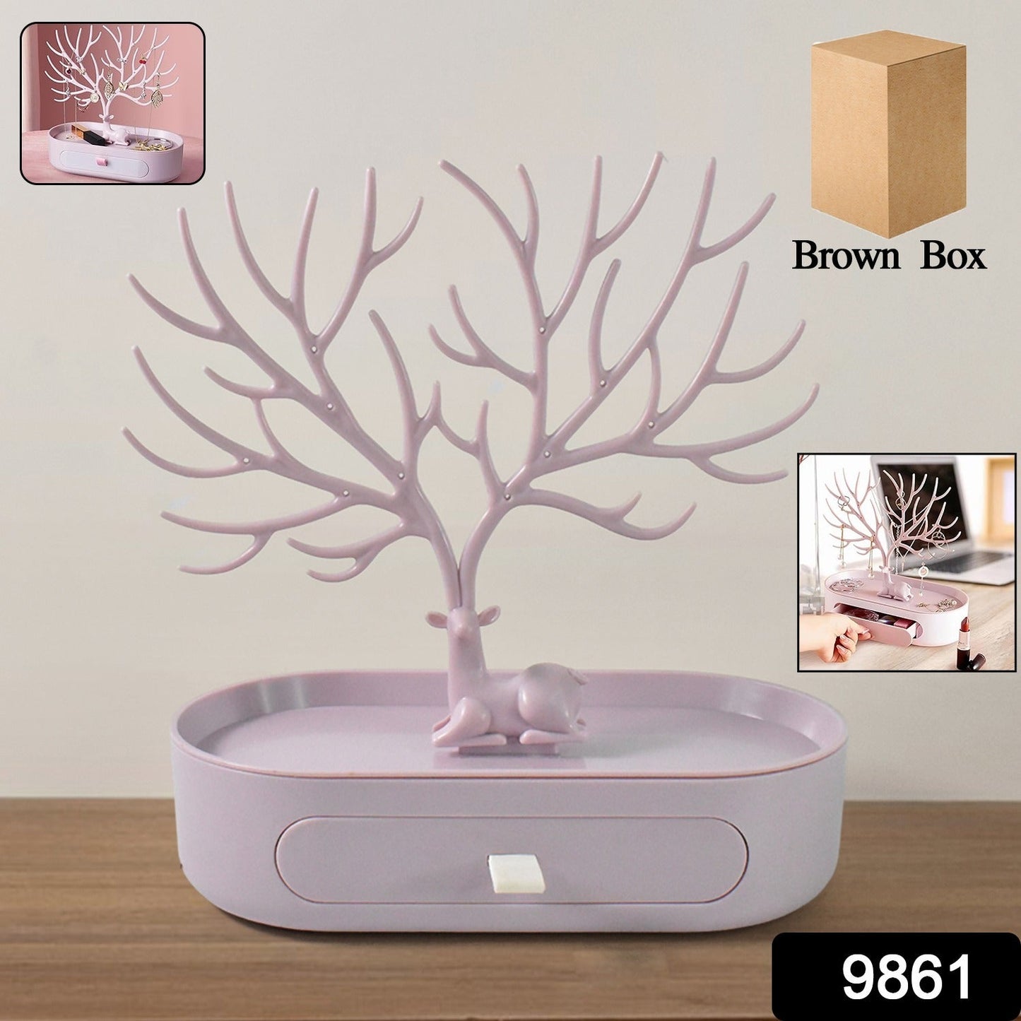 Compact jewellery organizer with drawer for earrings and necklaces India