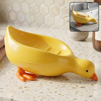 Cute Duck Shape Plastic Soap Holder Box for Bathroom, Kids Soap Dish Tray (1 Pc)