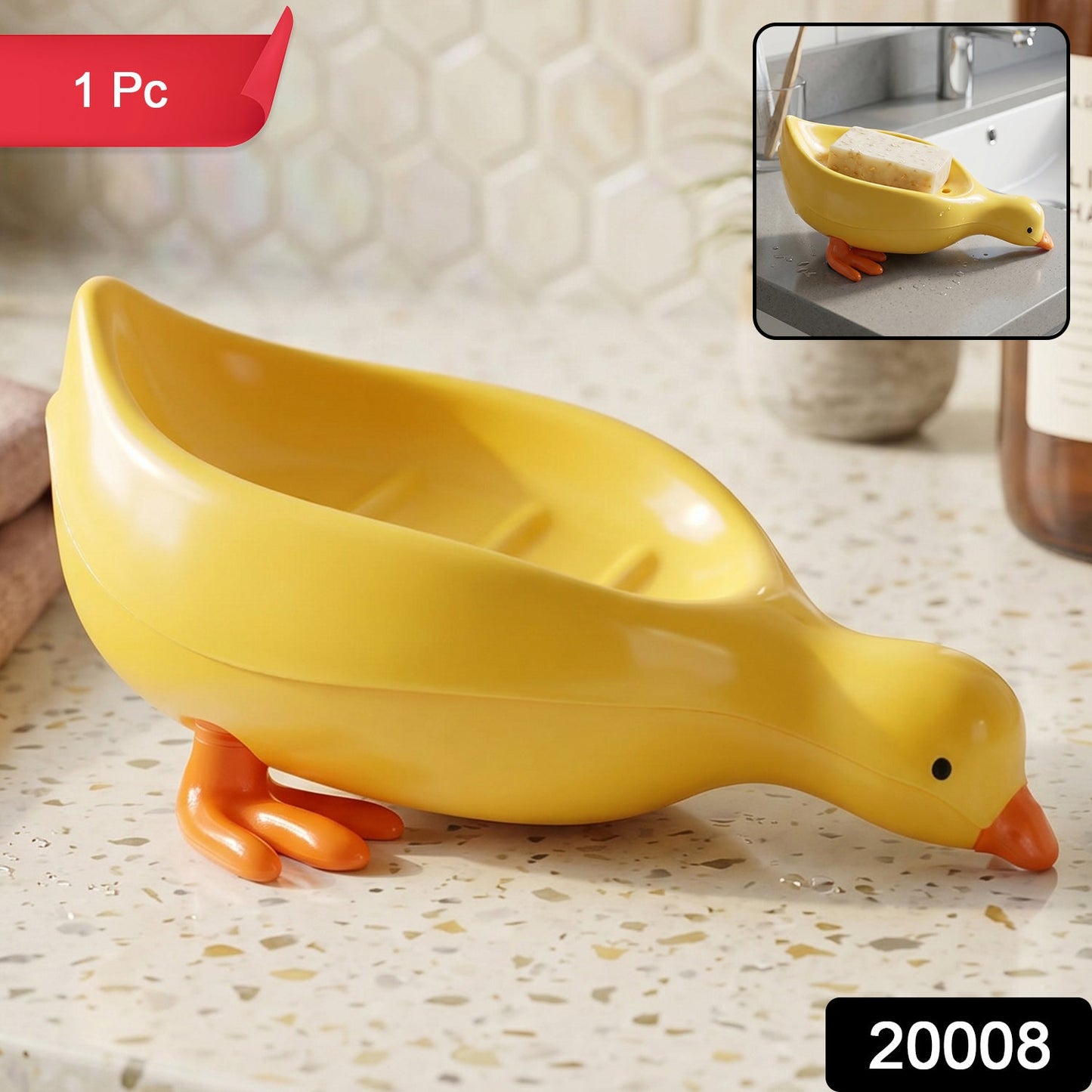 Cute Duck Shape Plastic Soap Holder Box for Bathroom, Kids Soap Dish Tray (1 Pc)