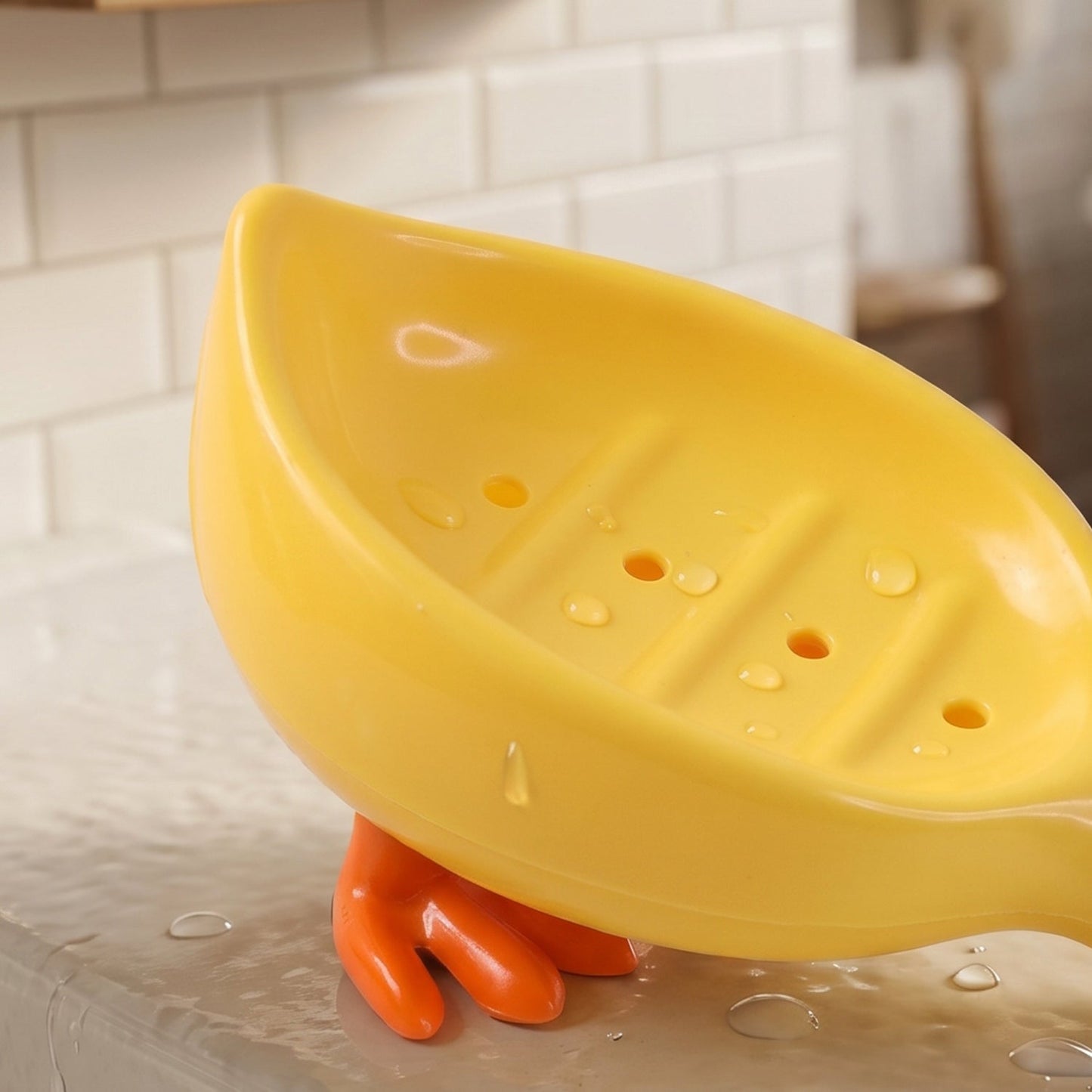Cute Duck Shape Plastic Soap Holder Box for Bathroom, Kids Soap Dish Tray (1 Pc)