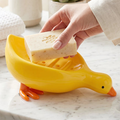 Cute Duck Shape Plastic Soap Holder Box for Bathroom, Kids Soap Dish Tray (1 Pc)