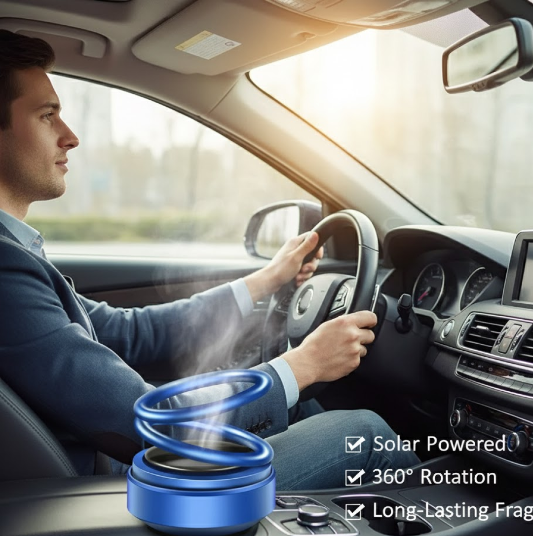  Solar Car Aroma Diffuser 360 Degree Rotating Air Freshener - specs detail shot