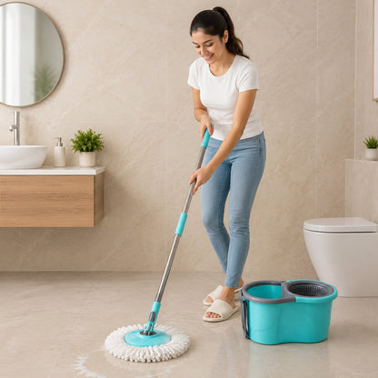 Plastic Spin Mop Set with Bucket - Lifestyle Use