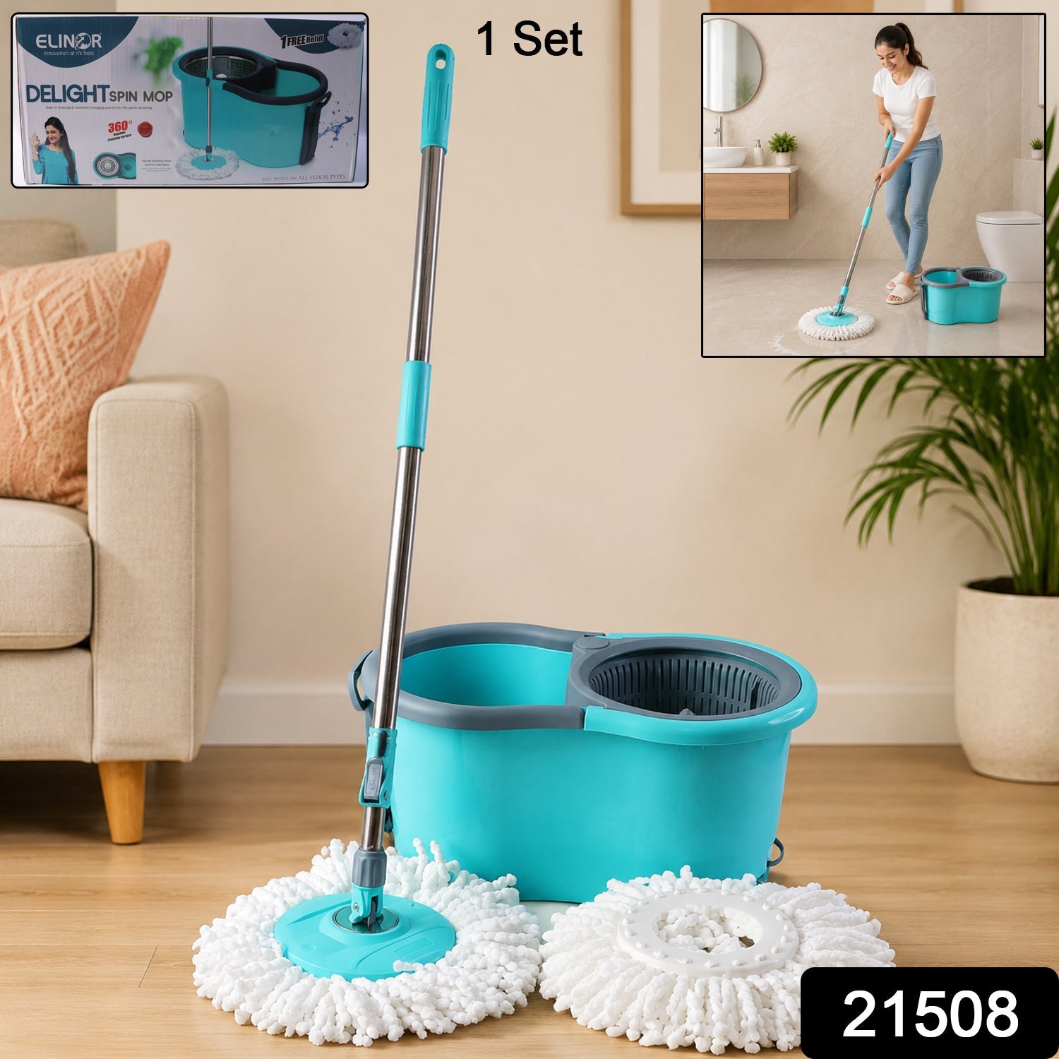 Plastic Spin Mop Set with Bucket - SKU Composite