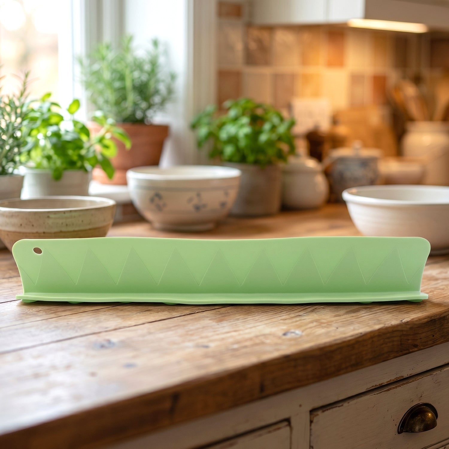 Silicone sink splash guard kitchen counter view