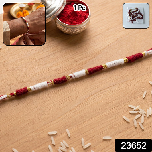Traditional Red & White Thread Rakhi 