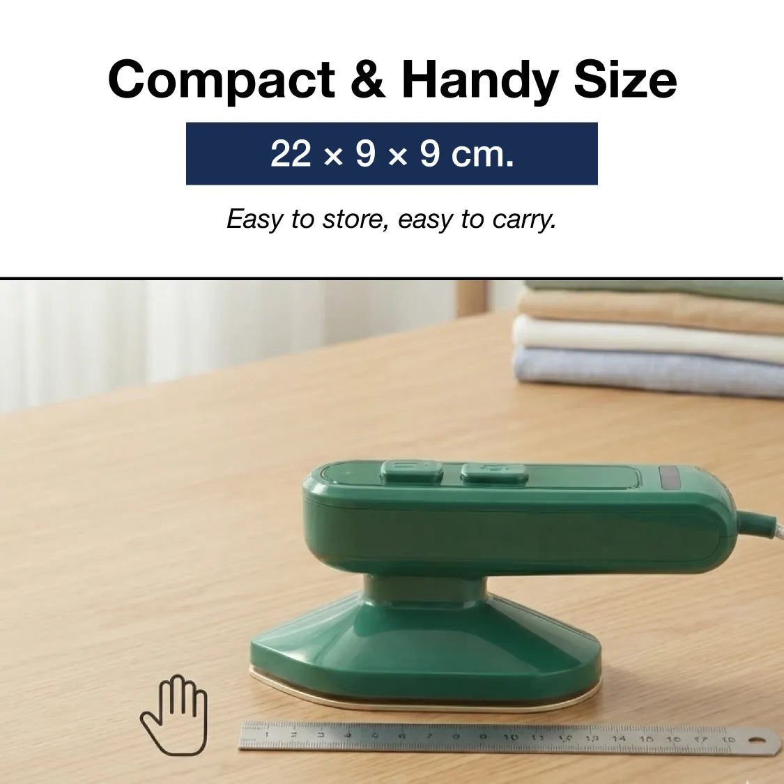  Mini Steamer Iron 2-in-1 Portable Travel Friendly - scale and size reference