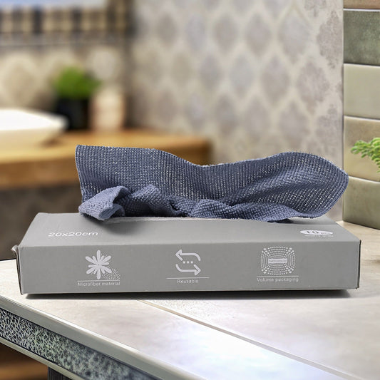 Reusable Cleaning Microfiber Towel (10 sheets, Dispenser Box)