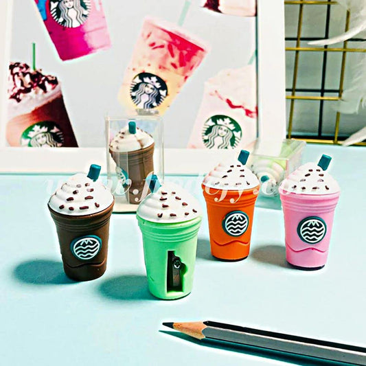 2-in-1 3D Cold Drink Bottle Shape Rubber Pencil Sharpener and Eraser Set(24 Pcs Set )