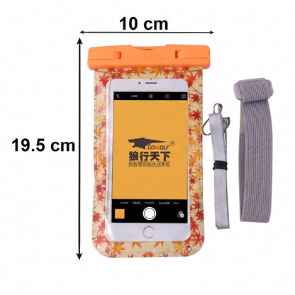 Orange maple leaf waterproof case top view