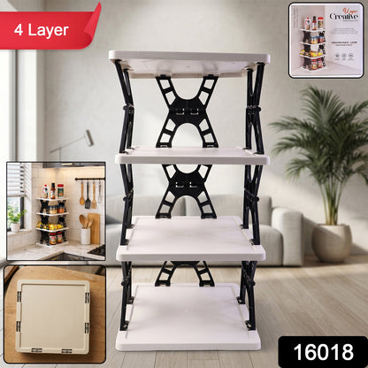 foldable 4 tier home organizer shelf