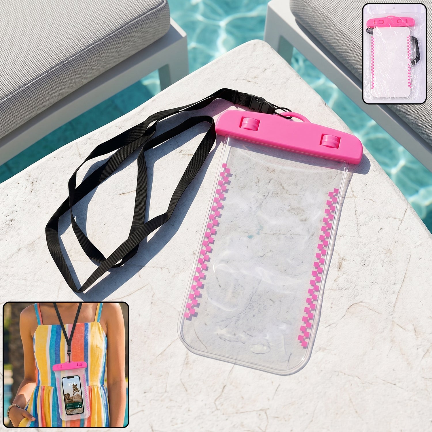 Waterproof Mobile Pouch Cover Pink - Main