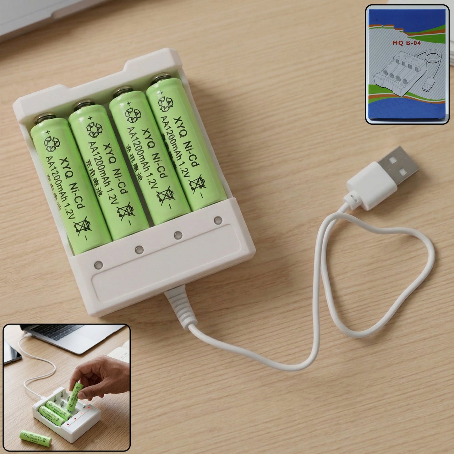 USB rechargeable AA battery charger