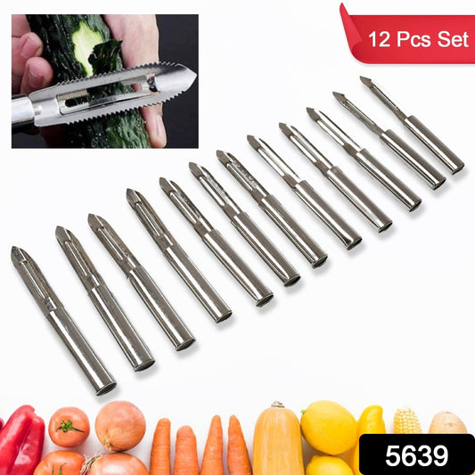Stainless Steel Peeler Set – Multi-Purpose Handle for Peeling & Shredding (12 Pc)