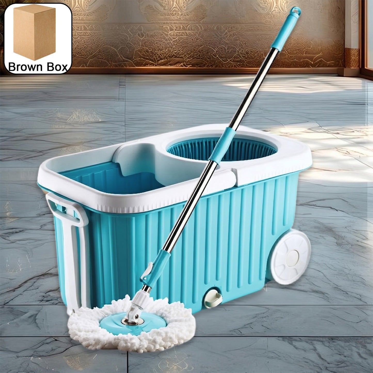Apex Magic 360° Spin Mop Cleaning System with Stainless Steel Spinner