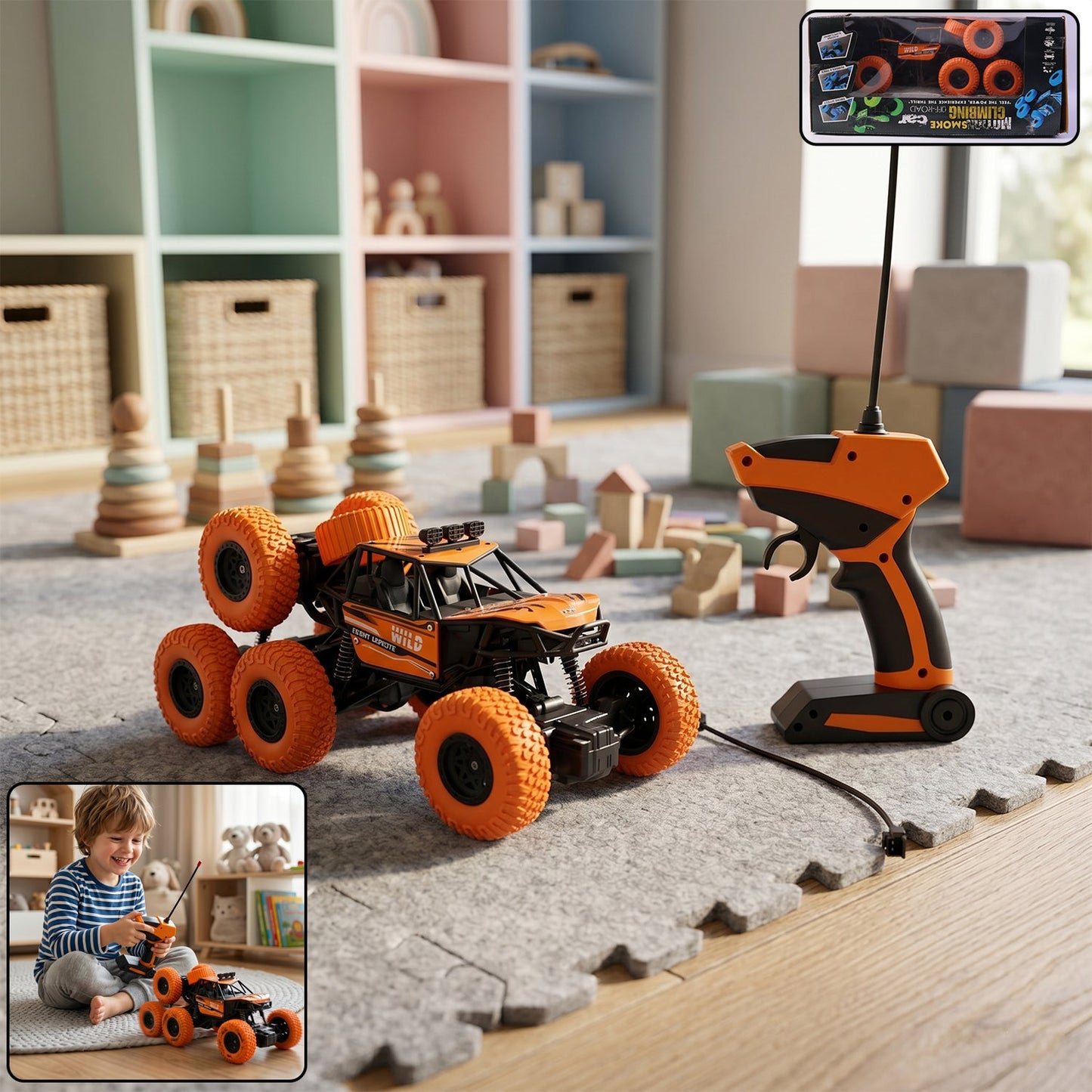 Rock Climber Car, 8 Wheels Climbing Car (1 Set / Remote Battery Not Included)
