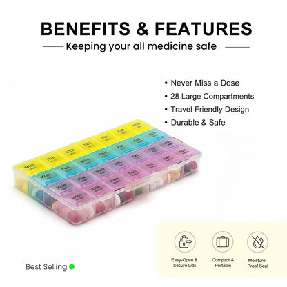 Weekly Pill Case 28-Slot Medicine Organizer