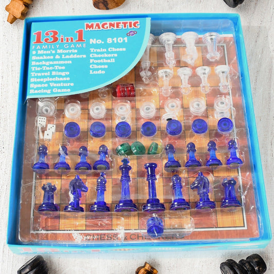 13 in 1 Family Board Game Chess,  Space Venture, Steeplechase Set for Kids