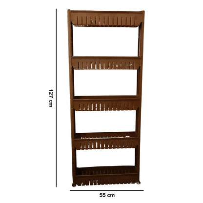 Prexo 5 Layer Multipurpose Kitchen Storage Rack Organizer Shelf with Wheels (1 Pc)