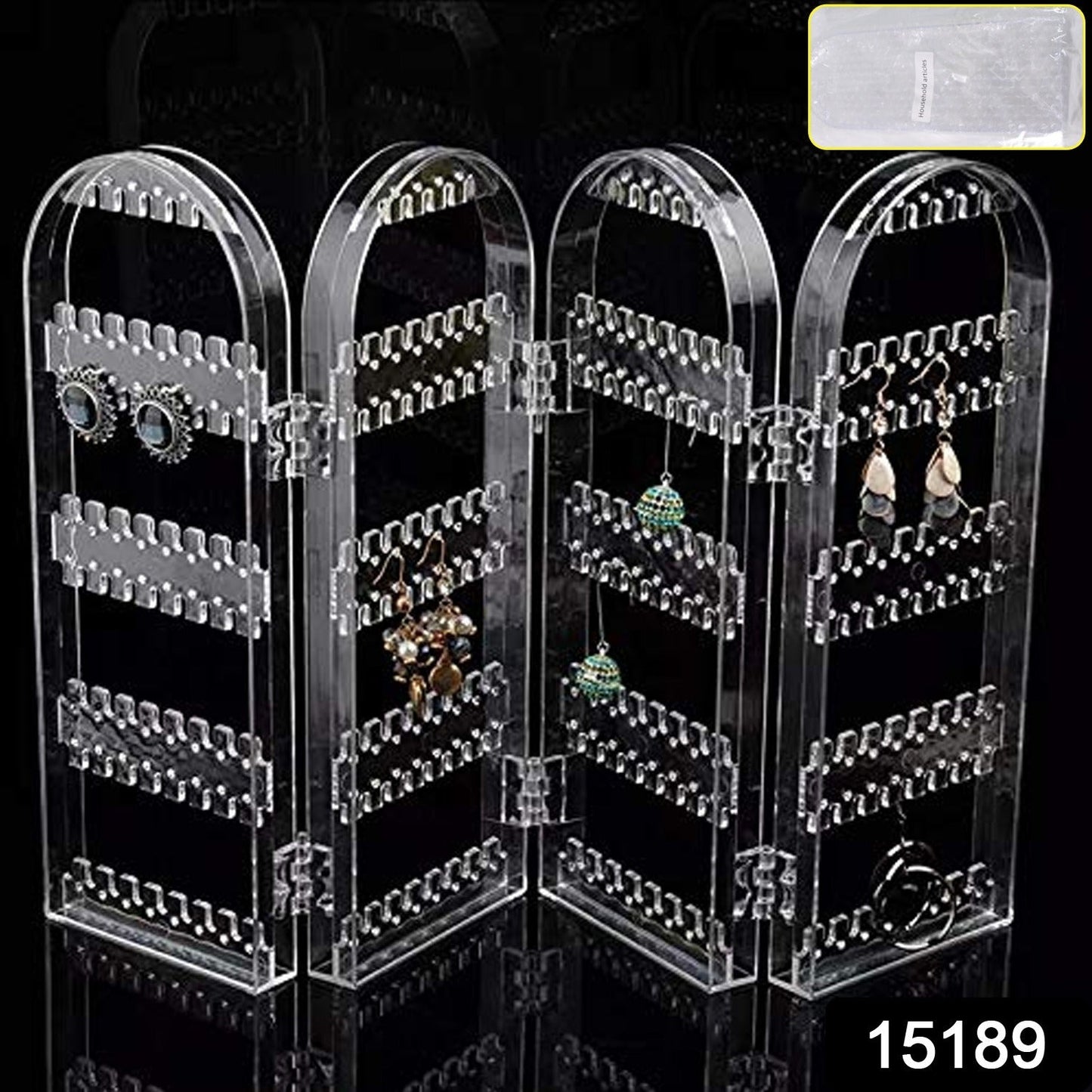 Foldable acrylic earring display stand 4 doors necklace rack India