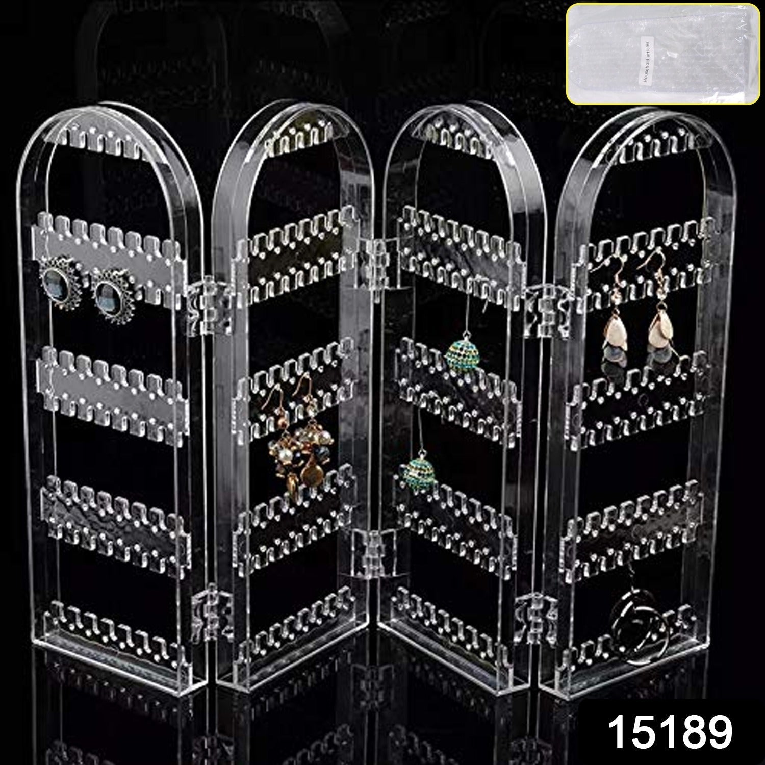 Foldable acrylic earring display stand 4 doors necklace rack India