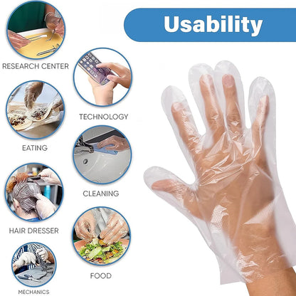 Disposable Small Plastic Gloves, for Kitchen, Food Handling, and Cleaning Tasks (100 Pc)