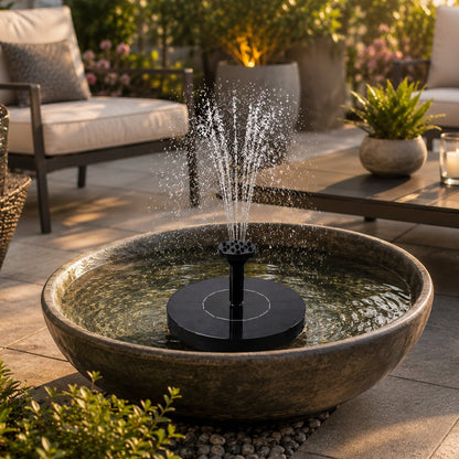 Solar Fountain on Patio Bowl