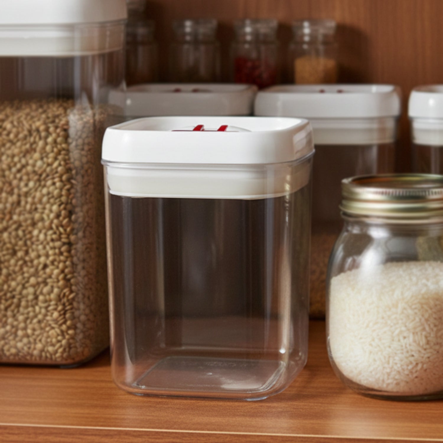 Durable airtight container for pantry staples