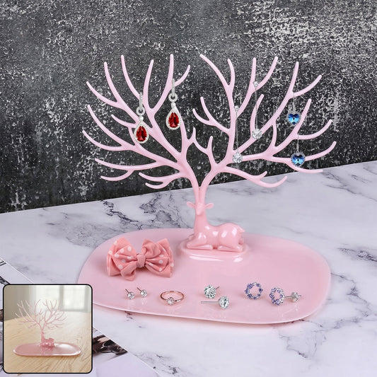 Big deer antlers pink jewellery stand tree-shaped earring and ring organizer India