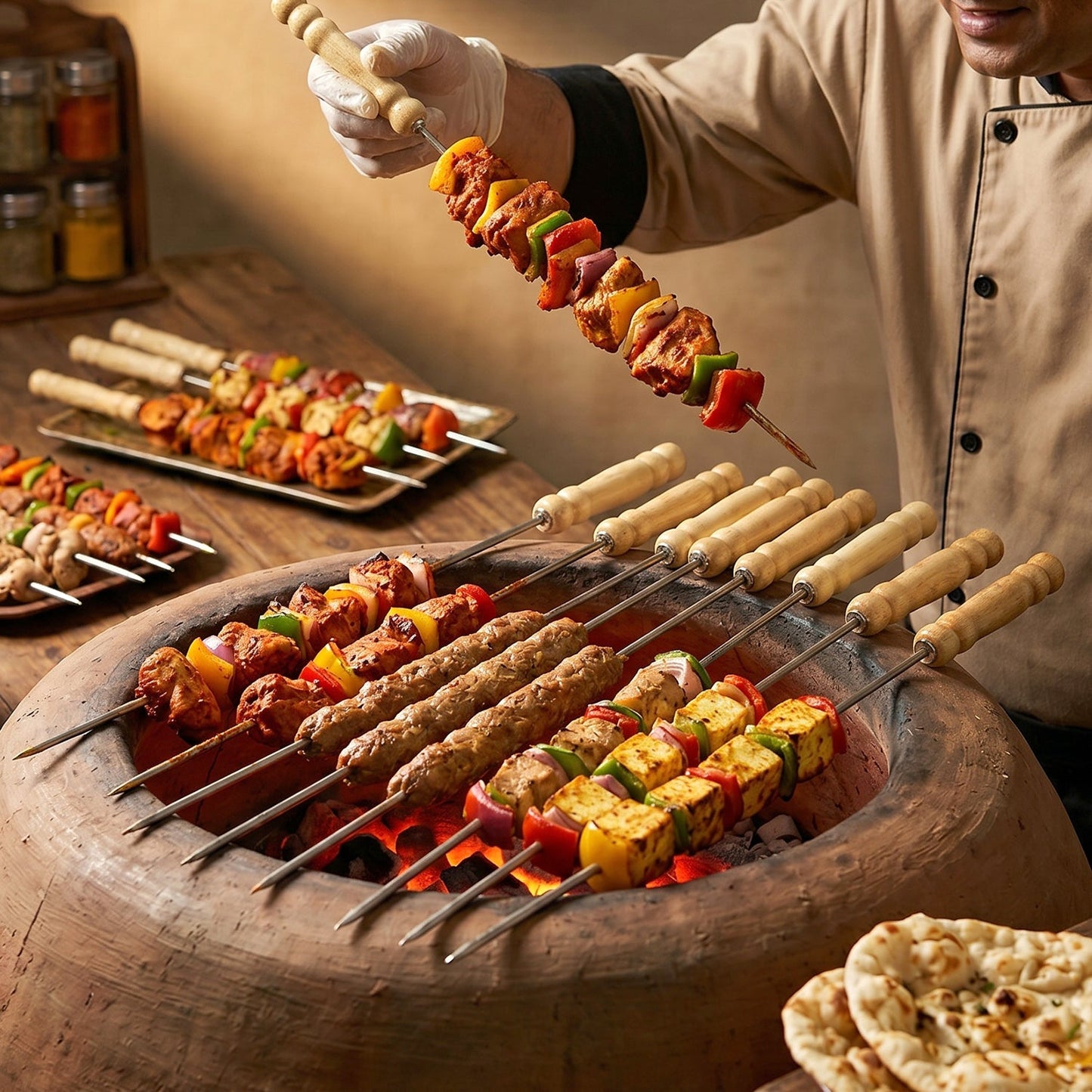 reusable metal BBQ skewer sticks