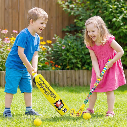 Combo of Light Weight Plastic Bat, Ball & Hockey for Kids