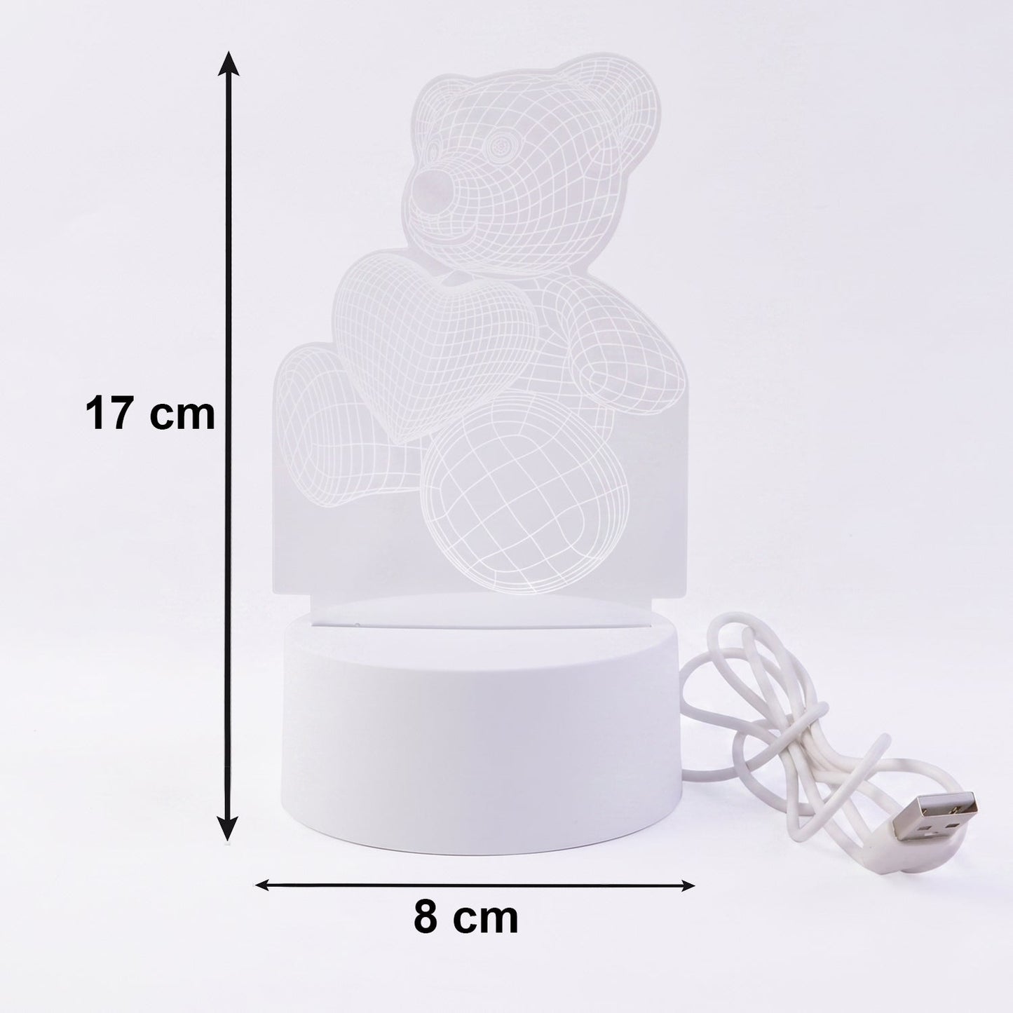 3D Teddy Bear LED Night Lamp – Soft LED Desk Light with Heart Design (1 Pc)
